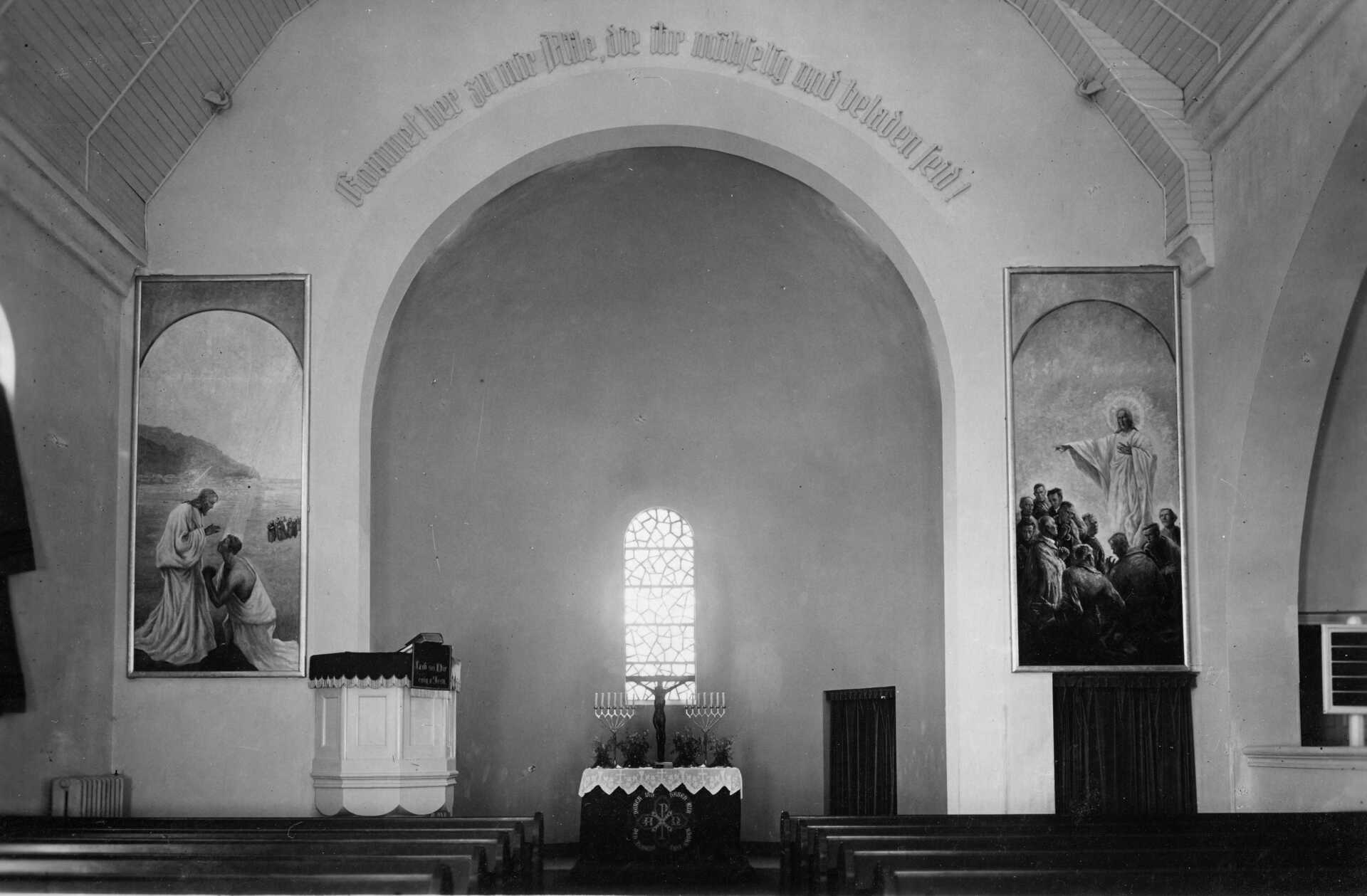 Innenraum der Hephata-Kirche, 1950er Jahre